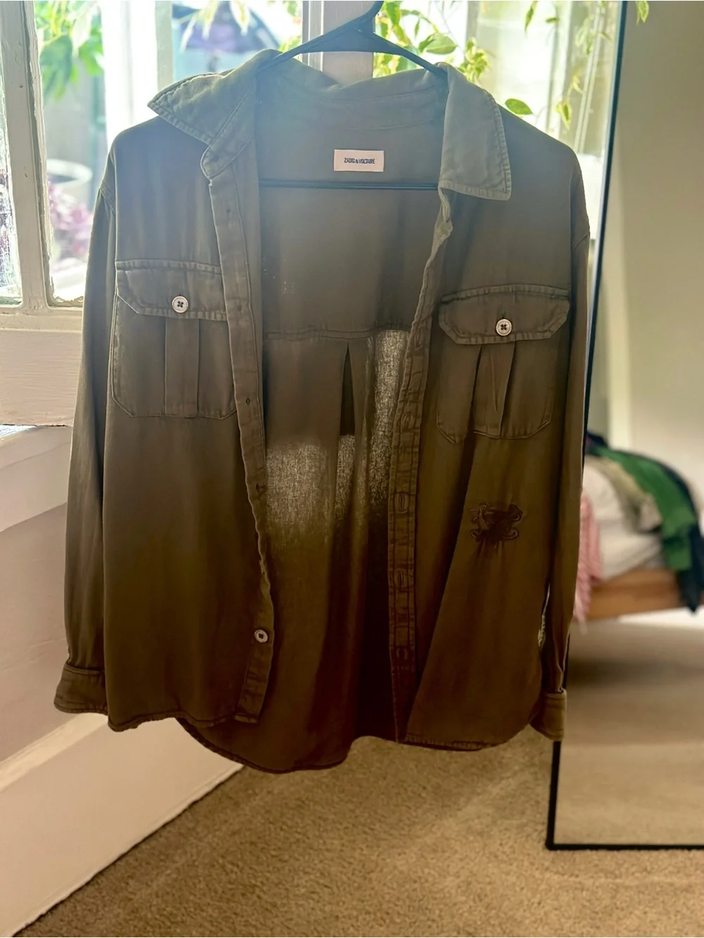 Zadig & Voltaire Olive Green Military Field Shirt Jacket